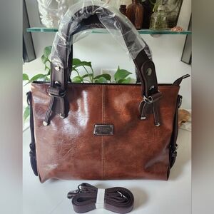 XIDIBAOLUO Vegan Leather Bag NWOT Brown Crossbody Strap Hobo Bag